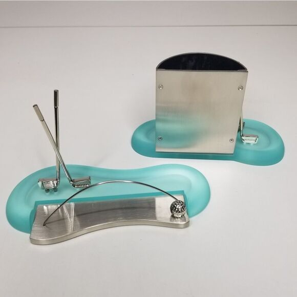 Golf Theme Business Card Holder Pen Holder Set Boxed Aqua - Picture 2 of 8
